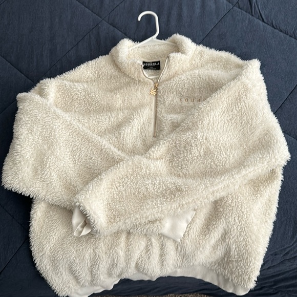 Men’s YoungLA Sherpa 1/4 Zip Up Sweater - Picture 1 of 2